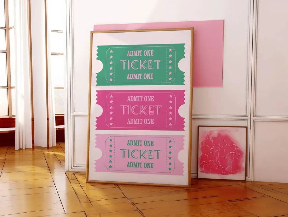 Retro Theatre Ticket Art Print, Preppy Decor - Image 4