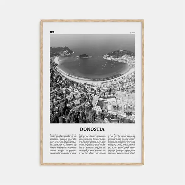 Donostia Black and White Travel Poster, San Sebastian