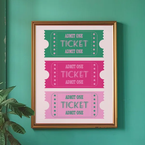 Retro Theatre Ticket Art Print, Preppy Decor