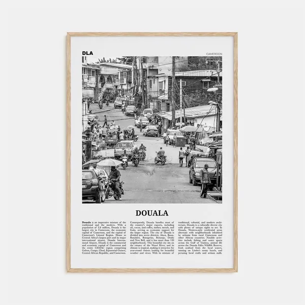 Douala Black and White Travel Poster, Cameroon