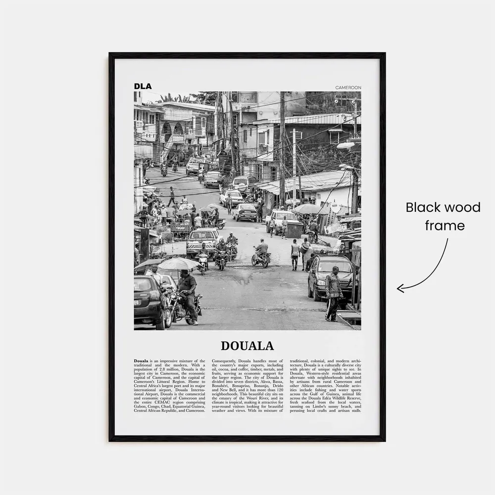 Douala Black and White Travel Poster, Cameroon - Image 3