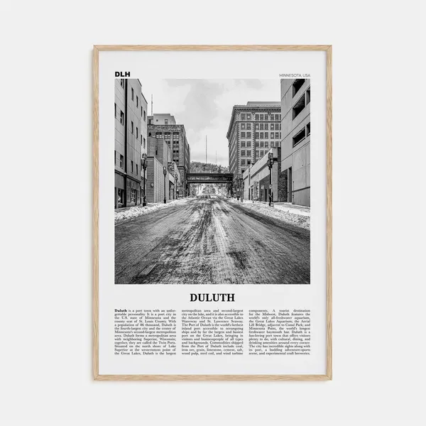 Duluth Black and White Travel Poster, Minnesota