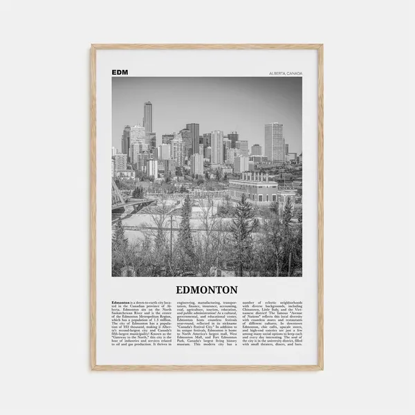 Edmonton Black and White No. 2 Alberta Travel Poster