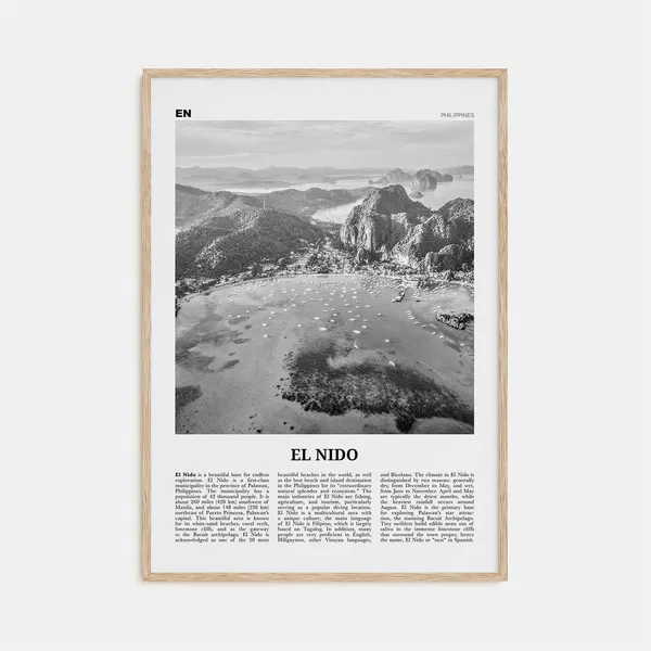 El Nido Black and White Travel Poster, Palawan