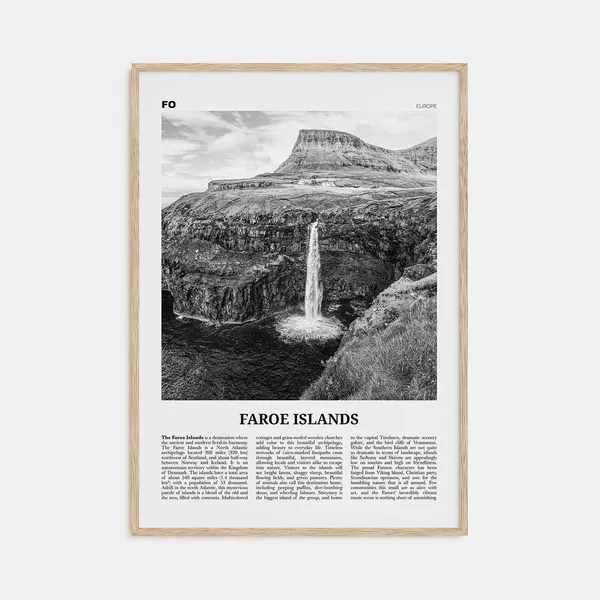 Faroe Islands Black And White Travel Poster, Tórshavn