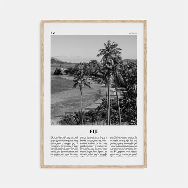 Fiji Black and White Travel Poster, Suva