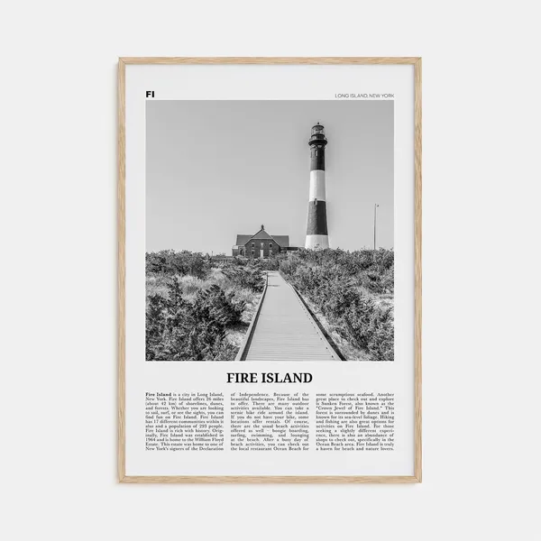 Fire Island Black and White Travel Poster