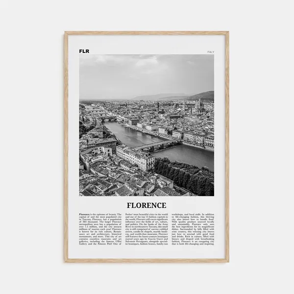 Florence Black and White Travel Poster, Tuscany