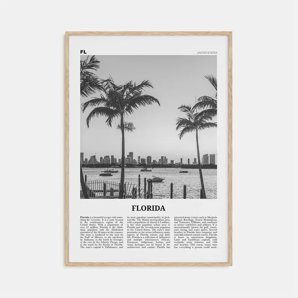 Florida No. 3 Black and White Travel Art Print