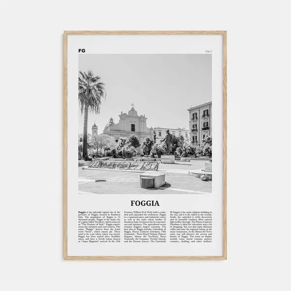 Foggia Black and White Travel Poster, Italy Map