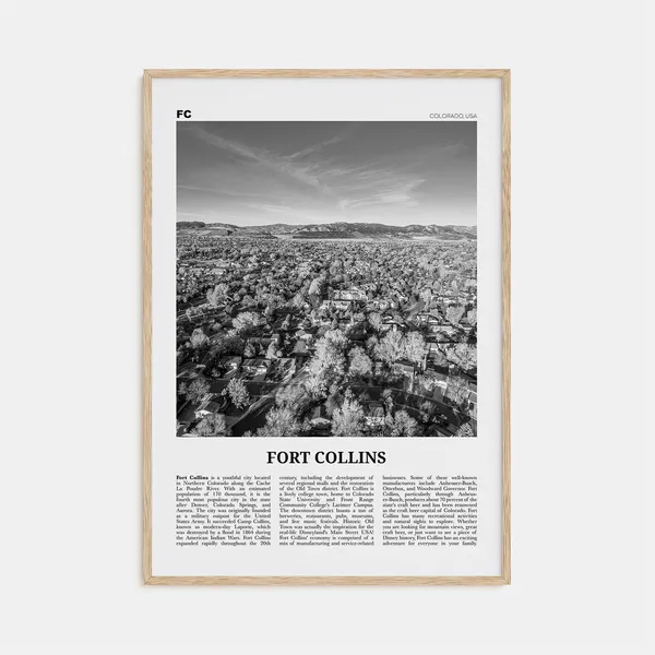 Fort Collins Black And White Travel Poster