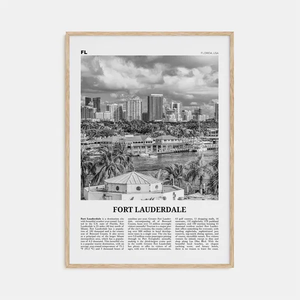 Fort Lauderdale Black and White Travel Poster