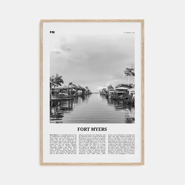 Fort Myers Black and White Travel Poster