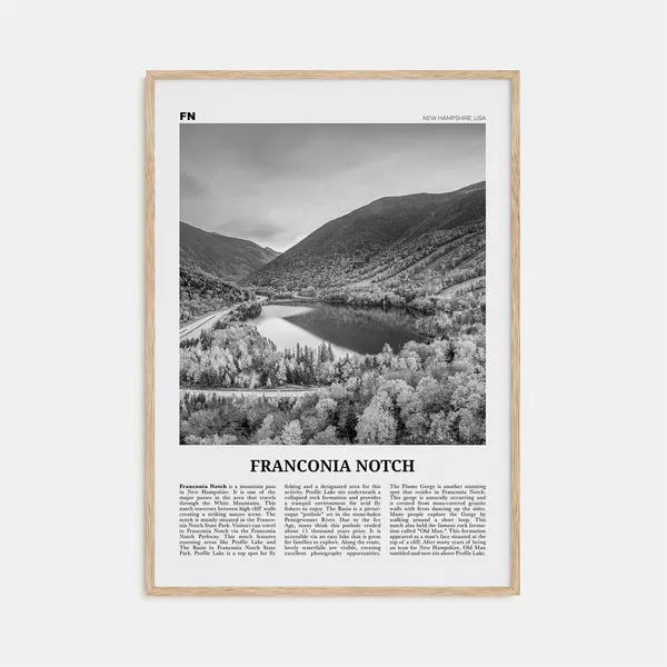 Franconia Notch Black and White Travel Poster