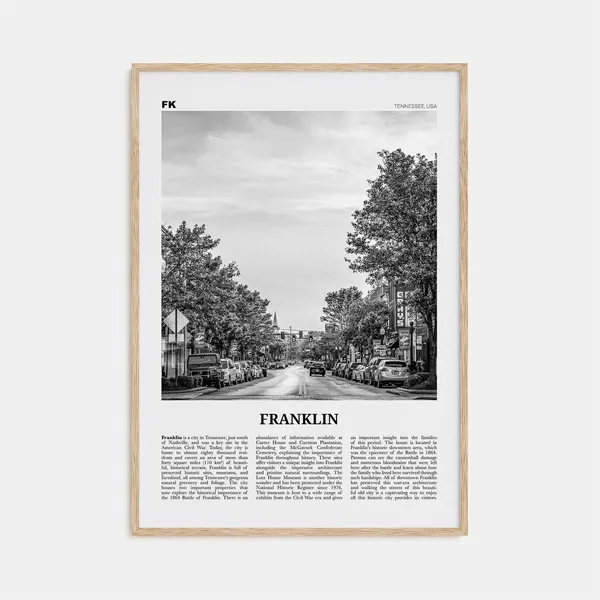 Franklin Black and White Travel Poster, Tennessee