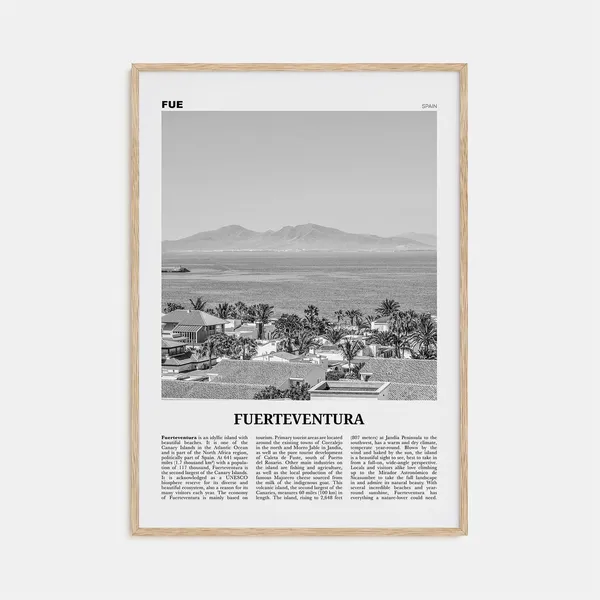 Fuerteventura Black and White Spain Travel Poster