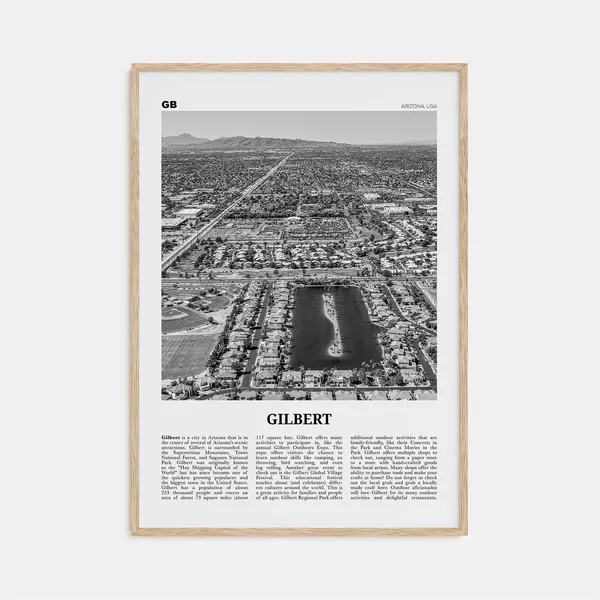 Gilbert Black and White Travel Poster, Arizona USA