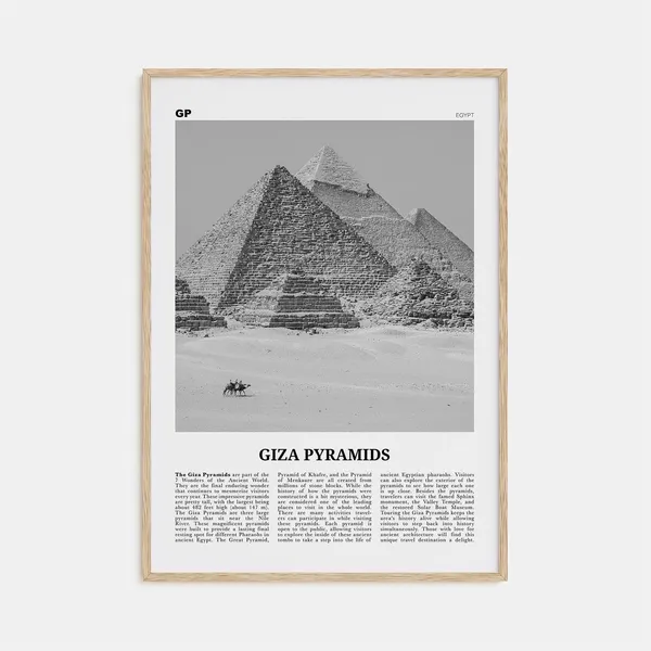 Giza Pyramids Black And White Travel Poster