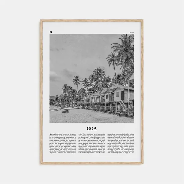 Goa Black and White Photo Travel Poster, India