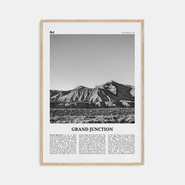 Grand Junction Black and White Map Poster, Colorado