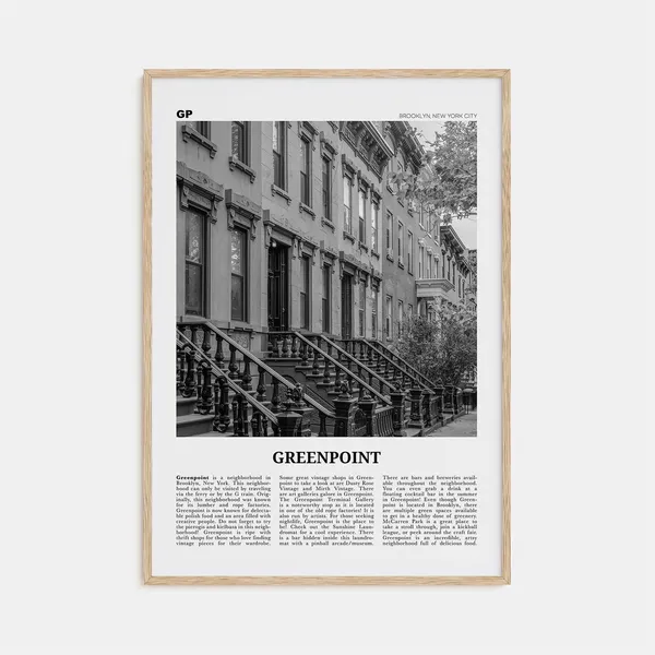 Greenpoint, Brooklyn Travel Poster in Black & White