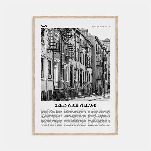 Greenwich Village Black and White Travel Poster