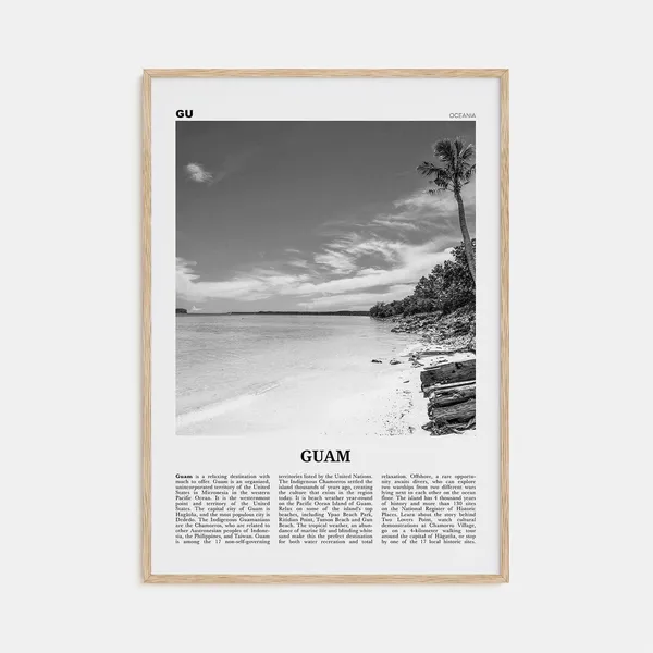 Guam Black and White Travel Poster, Dededo Oceania