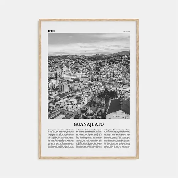 Guanajuato City Black and White Travel Poster