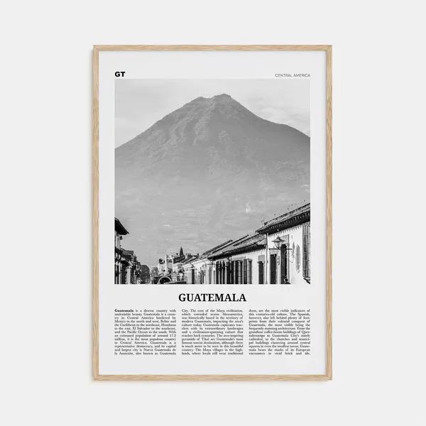 Guatemala Black and White Travel Poster, Central America
