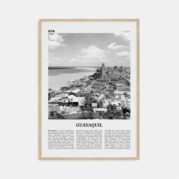 Guayaquil Black and White Travel Poster, Ecuador