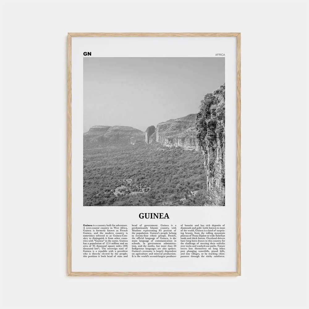 Guinea Black and White Conakry, Africa Travel Poster