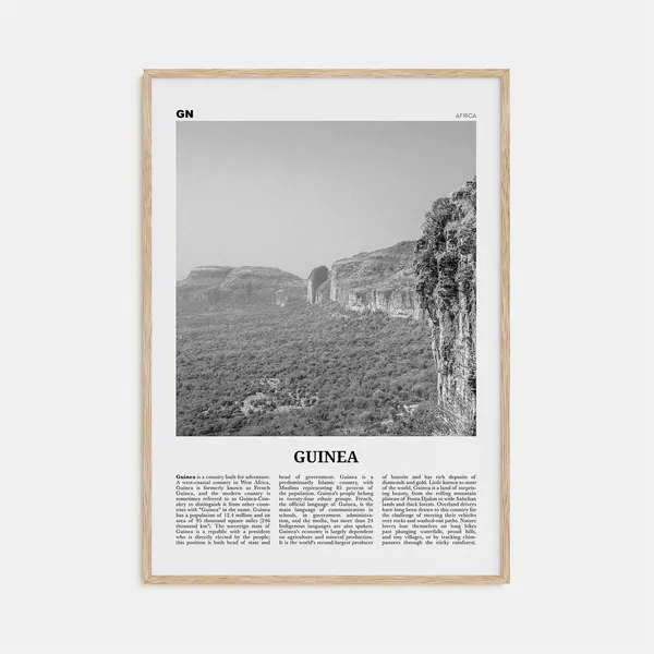 Guinea Black and White Conakry, Africa Travel Poster