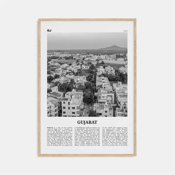 Gujarat Black and White Travel Poster, Ahmedabad