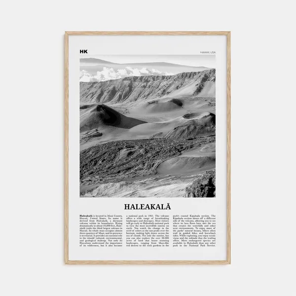 Haleakala Black and White Travel Poster, Hawaii