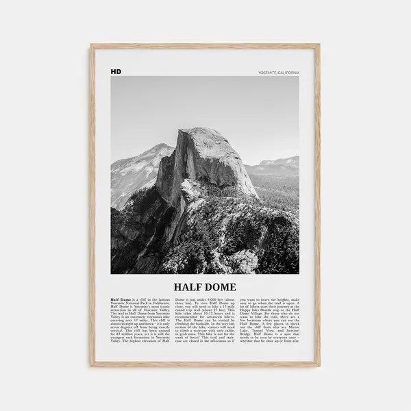 Half Dome Black and White Art Print, Yosemite