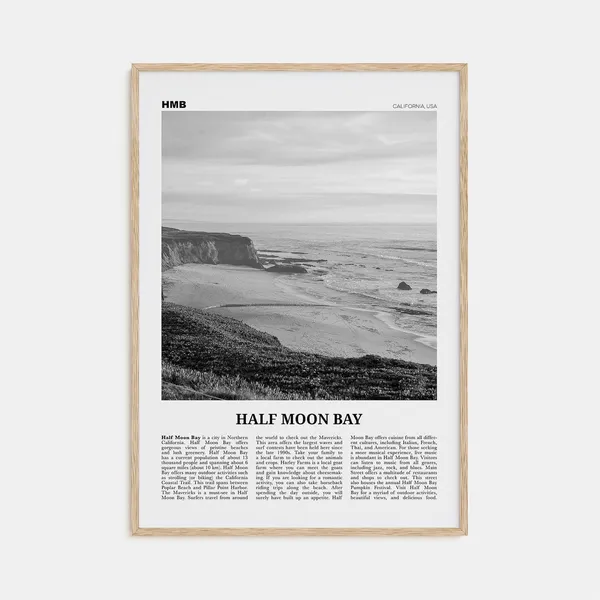 Half Moon Bay, Black And White Travel Poster