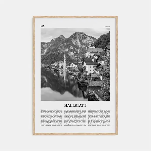 Hallstatt Black and White Travel Poster, Austria