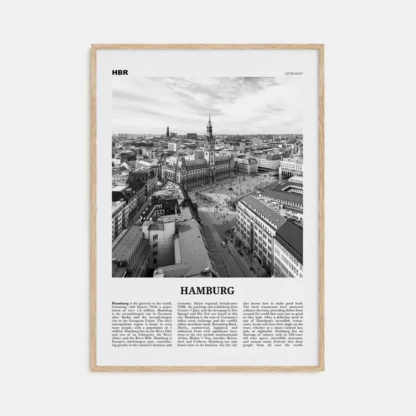 Hamburg Black and White Travel Poster, Germany