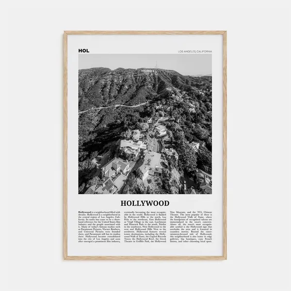 Hollywood Black and White Travel Poster, Los Angeles