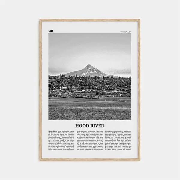 Hood River Black and White Travel Poster, Oregon