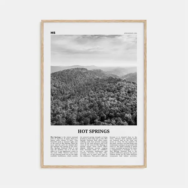 Hot Springs Black and White Travel Poster, Arkansas