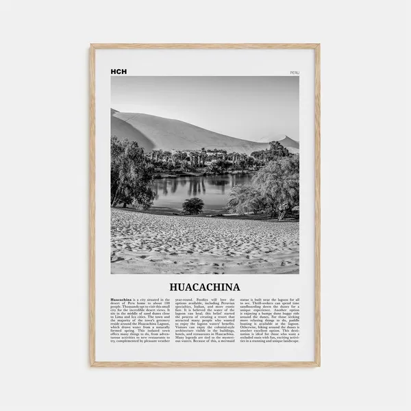 Huacachina Black and White Travel Poster, Peru