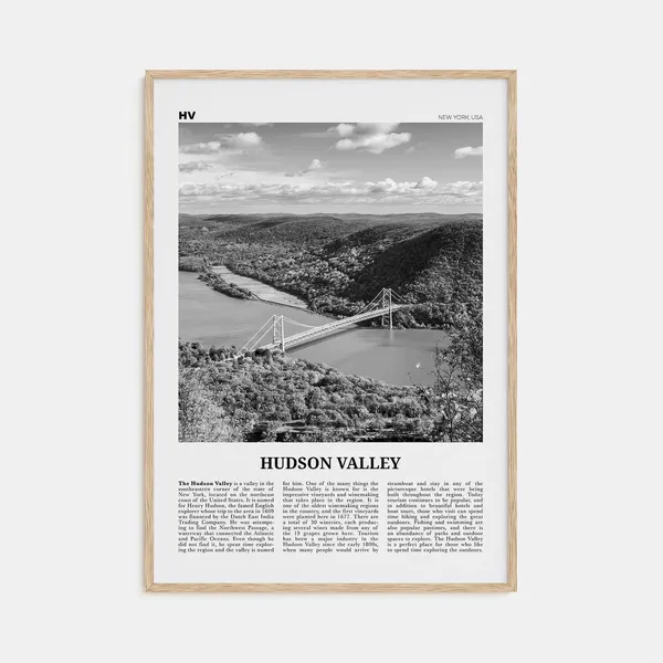 Hudson Valley Black and White Travel Poster, New York