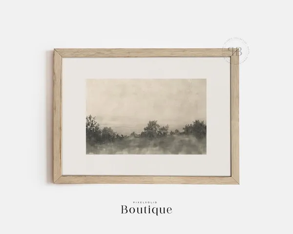 Minimalist Coast Landscape Art Print, Neutral Decor