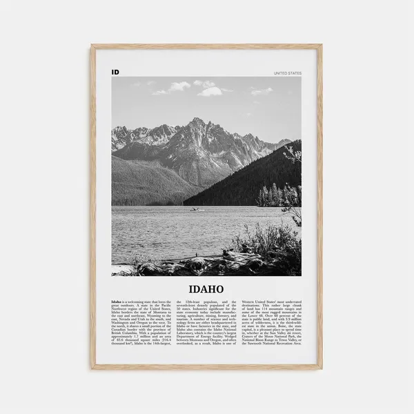 Idaho Black and White Travel Poster, USA State