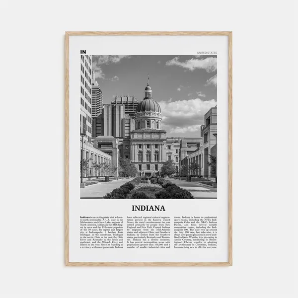 Indiana Black And White No. 2 Travel Poster Print