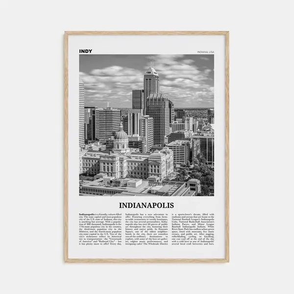 Indianapolis Black and White Travel Poster