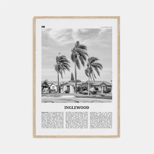 Inglewood Black and White Travel Poster, California