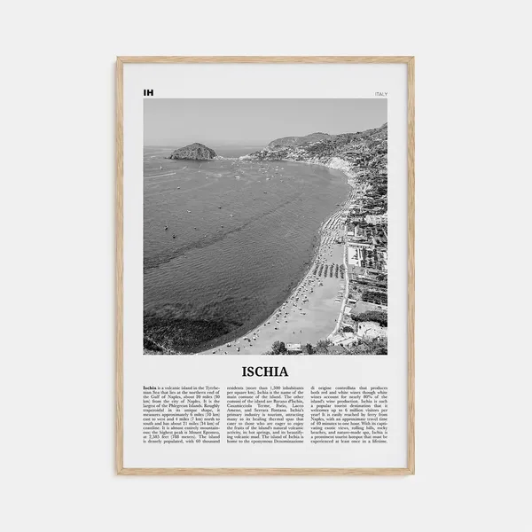 Ischia Black and White Travel Poster, Italy Photo