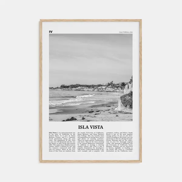 Isla Vista Black-and-White Travel Poster, California